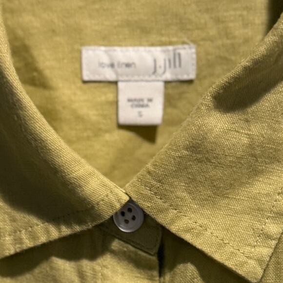 J. JILL Lot of 2 100% Linen Long Sleeve Button Down Shirts S Chartreuse Gray - Picture 3 of 5